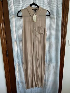 Forever 21 Taupe Button-Front Sleeveless Maxi Dress